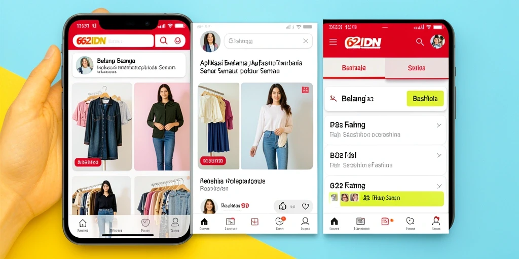 Antarmuka modern 62IDN menampilkan berbagai koleksi fashion.