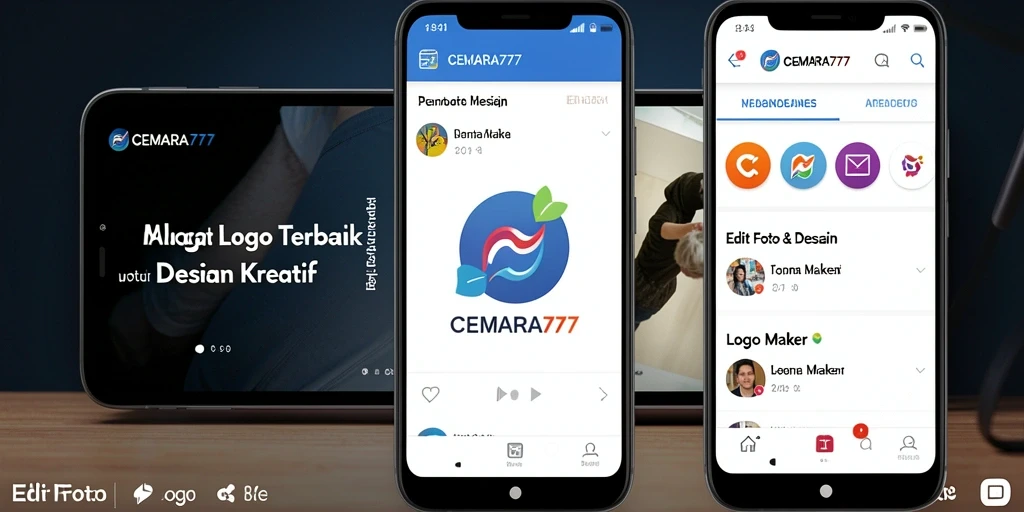 Screenshot CEMARA777 menampilkan antarmuka pembuat logo yang intuitif.