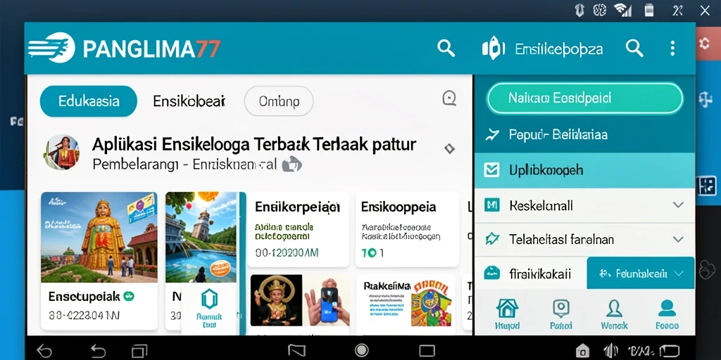 Tampilan antarmuka aplikasi Ensiklopedia PANGLIMA77 yang intuitif.
